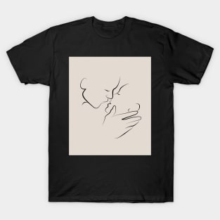 A Tender Kiss Couple Line Art Illustration T-Shirt